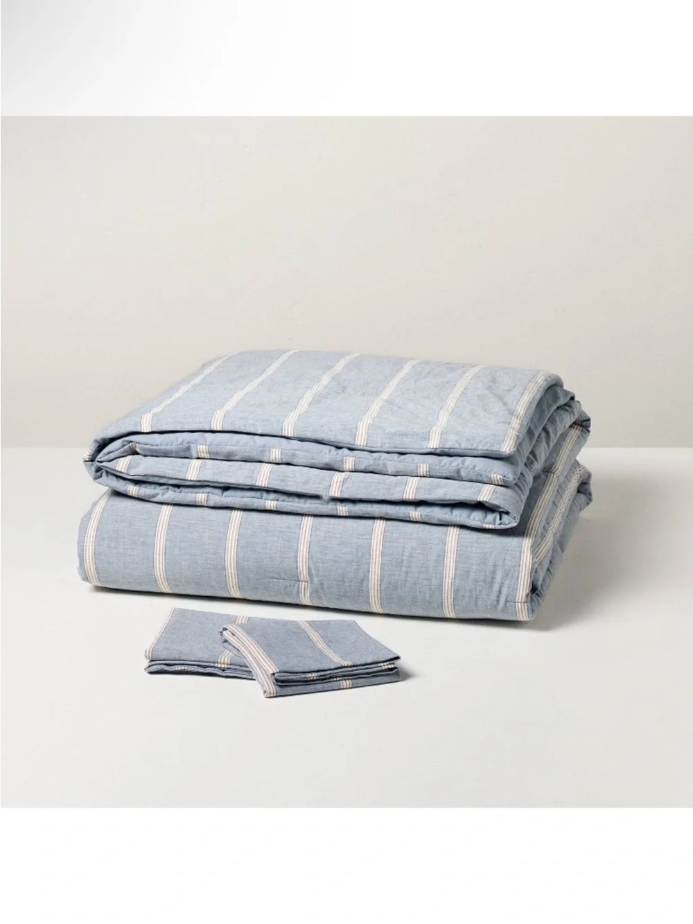 NWT Queen Striped Comforter Set Blue - Hearth & Hand with Magnolia